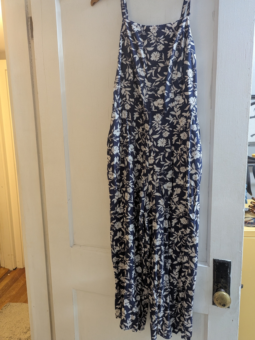 Old Navy Floral Navy And White Wide-Leg Jumpsuit